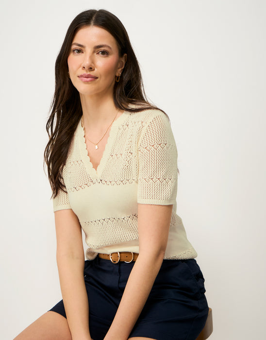 Crew Clothing Women's Lace Knot Tee In Ivory