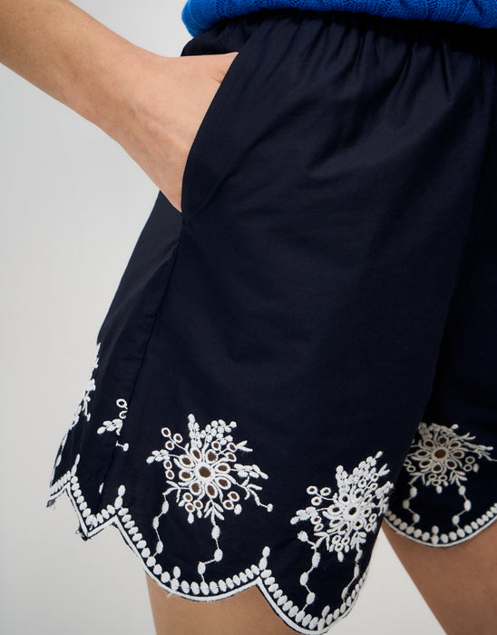Crew Clothing Women's Broderie Short In Dark Navy