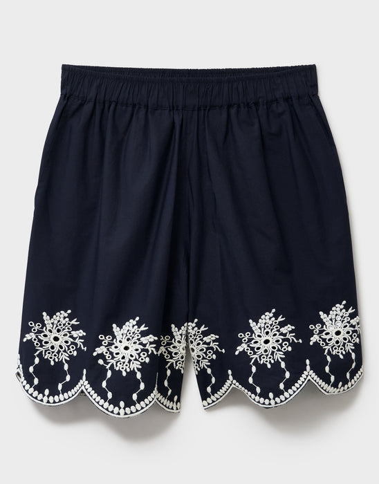 Crew Clothing Women's Broderie Short In Dark Navy