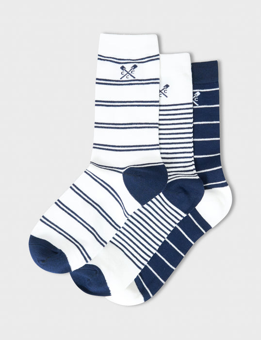 Crew Clothing Mens 3 Pack Bamboo Socks In Navy White