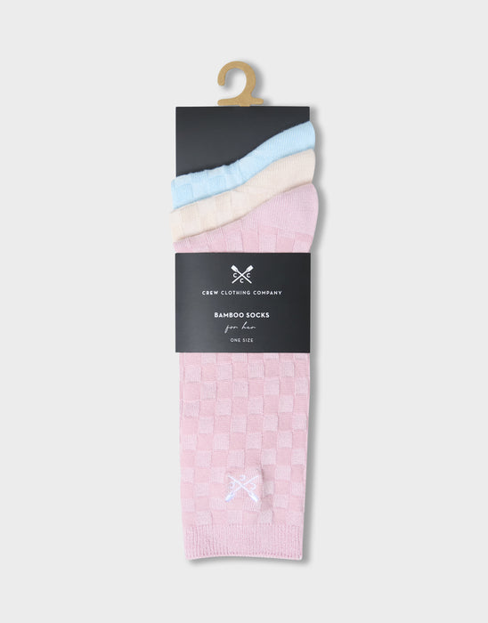 Crew Clothing Mens 3 Pack Bamboo Socks In Pink Blue