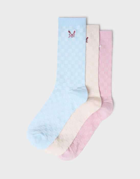 Crew Clothing Mens 3 Pack Bamboo Socks In Pink Blue