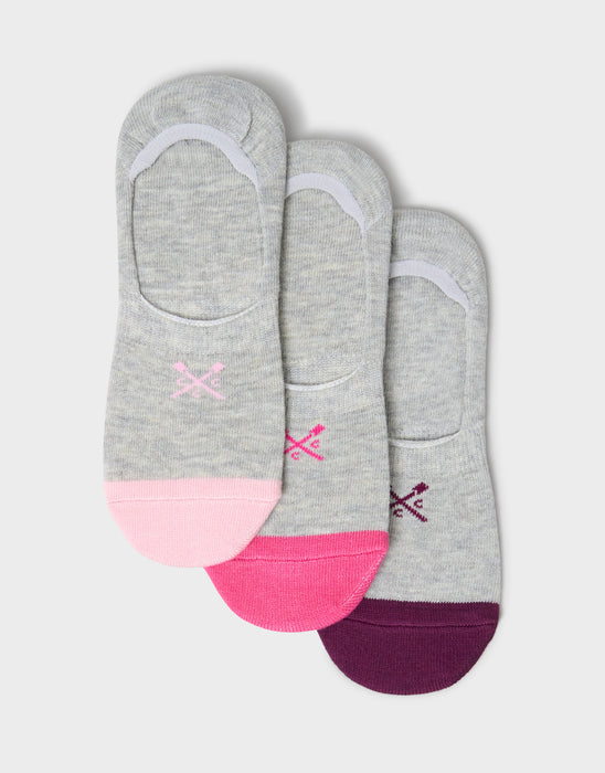 Crew Clothing Mens 3 Pack Bamboo Secret Socks In Grey Pink