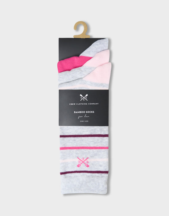 Crew Clothing Mens 3 Pack Bamboo Socks In Grey Pink