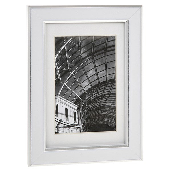 Plain White & Silver Photo Frame 5x7