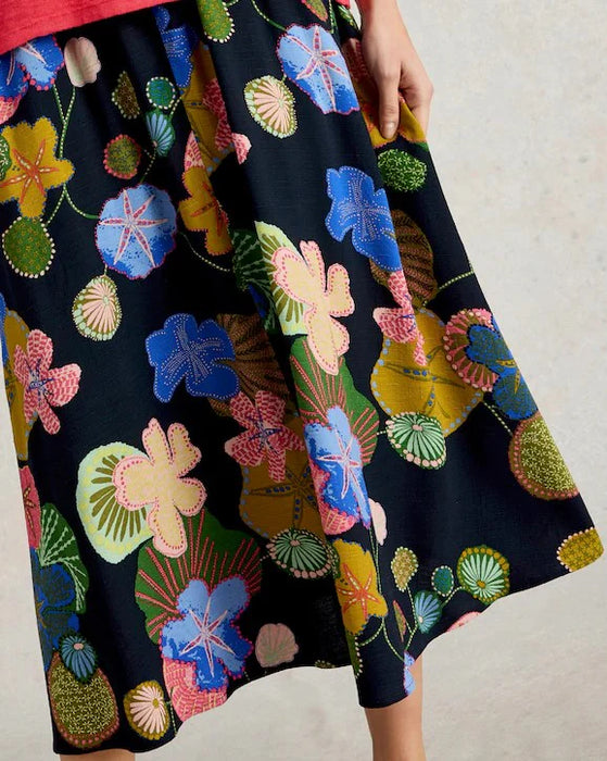 White Stuff Women's Abigail Midi Skirt In Navy Print