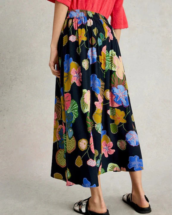 White Stuff Women's Abigail Midi Skirt In Navy Print