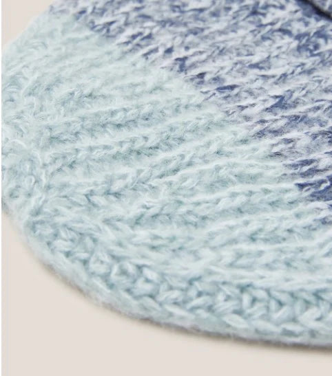 White Stuff Knitted Ombre Beanie - Mid Blue