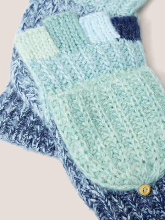 White Stuff Knitted Ombre Gloves - Blue Mlt