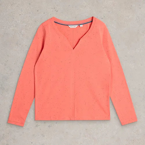 White Stuff Women's Nelly Nep Long Sleeve T-Shirt In Mid Coral
