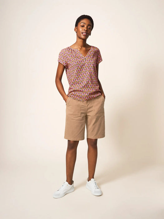 White Stuff Women s Mid Tan Twister Chino Short Maple Gifts