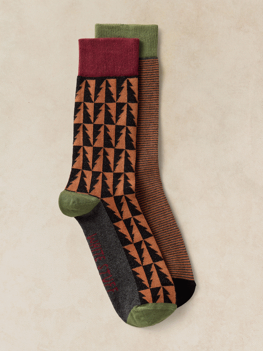 White Stuff Men's 2 Pack Christmas Tree Ankle Sock In Green Multi