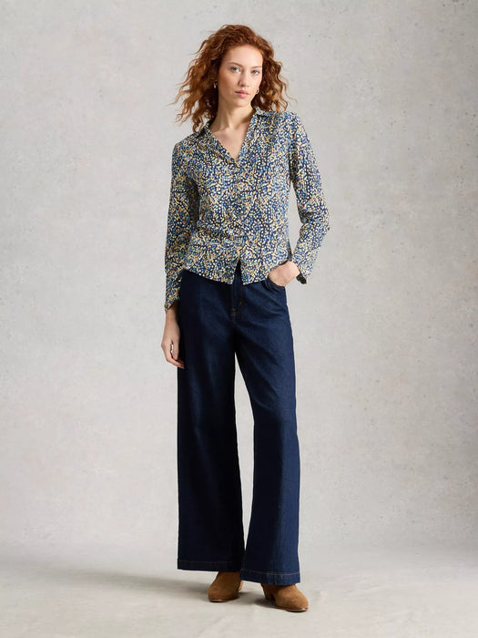 White Stuff Women's Annie Jersey Shirt In Navy Print