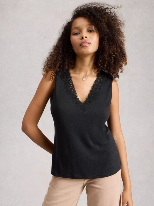White Stuff Women's Ellie Lace Vest In Pure Black