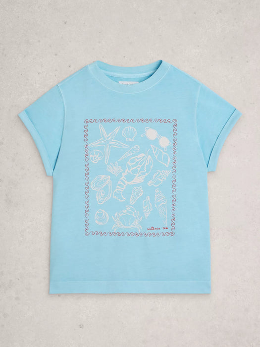White Stuff Women's Gina Graphic Tee In Blue Print