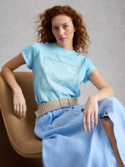 White Stuff Women's Gina Graphic Tee In Blue Print