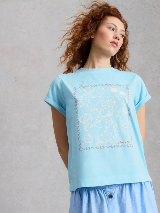 White Stuff Women's Gina Graphic Tee In Blue Print