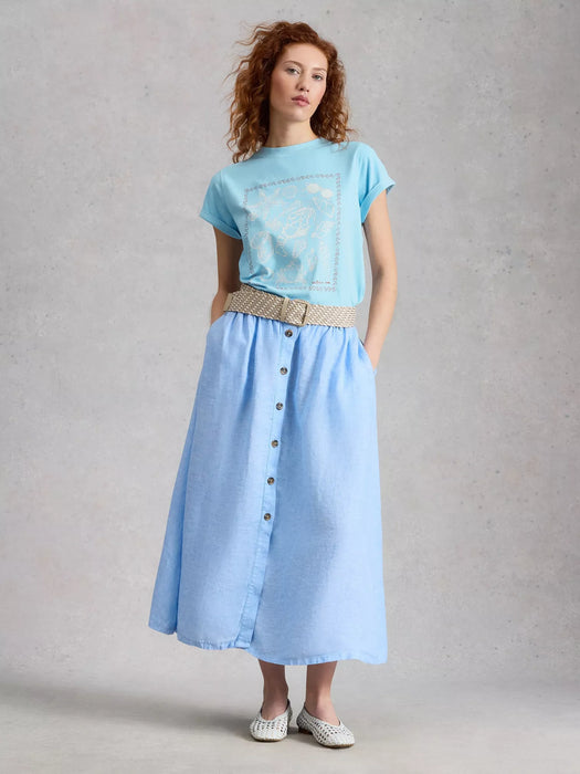 White Stuff Women's Gina Graphic Tee In Blue Print