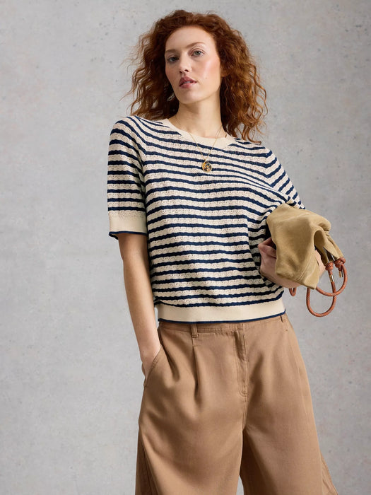 White Stuff Women's Holly Pointelle Tee In Ivory Multi