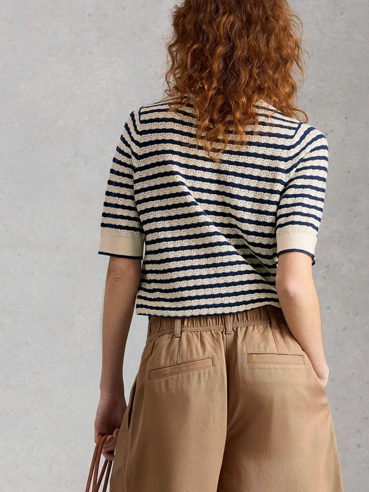White Stuff Women's Holly Pointelle Tee In Ivory Multi