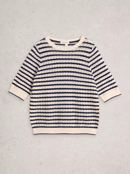White Stuff Women's Holly Pointelle Tee In Ivory Multi