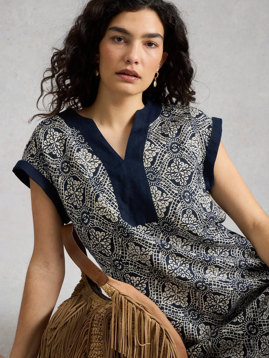 White Stuff Women's Jilly Linen Dress In Navy Multi