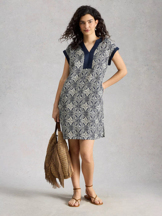 White Stuff Women's Jilly Linen Dress In Navy Multi
