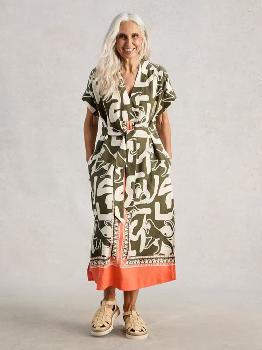White Stuff Women's Marianne Linen Dress In Natural Print