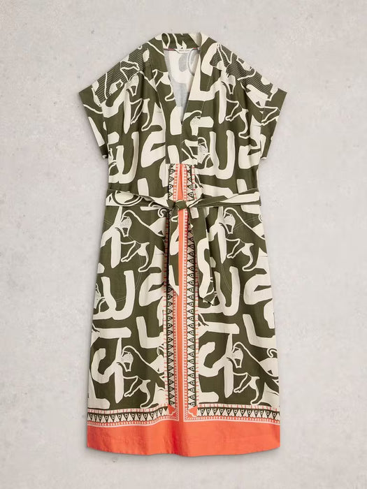 White Stuff Women's Marianne Linen Dress In Natural Print