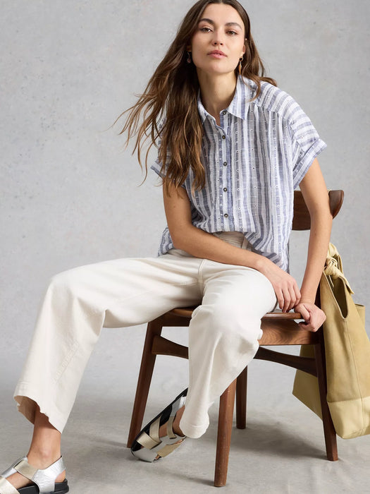 White Stuff Women's Orla Button Through Shirt In Blue Multi