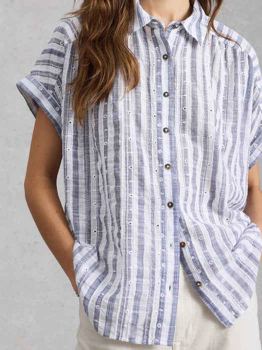 White Stuff Women's Orla Button Through Shirt In Blue Multi