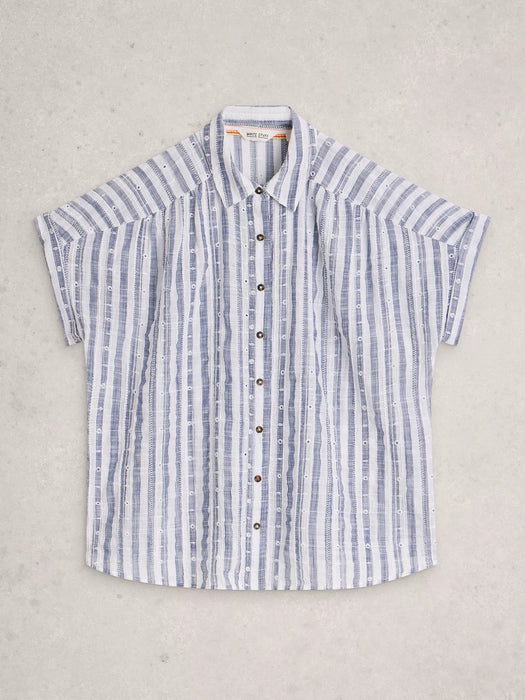 White Stuff Women's Orla Button Through Shirt In Blue Multi