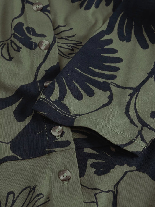 White Stuff Women's Rua Jersey Collared Shirt Dress In Green Multi