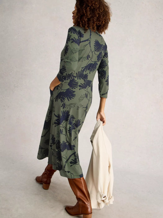 White Stuff Women's Rua Jersey Collared Shirt Dress In Green Multi