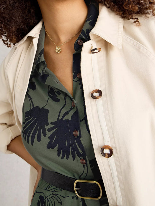 White Stuff Women's Rua Jersey Collared Shirt Dress In Green Multi
