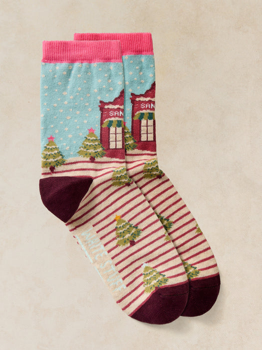 White Stuff Women's Santa Workshop Sock In A Cracker In Pink Multi