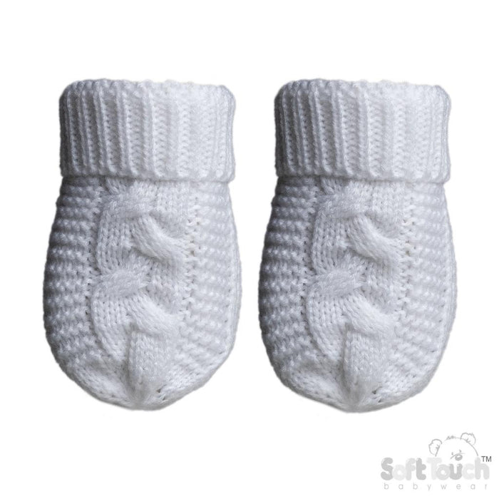 White "Zero" Cable Mittens