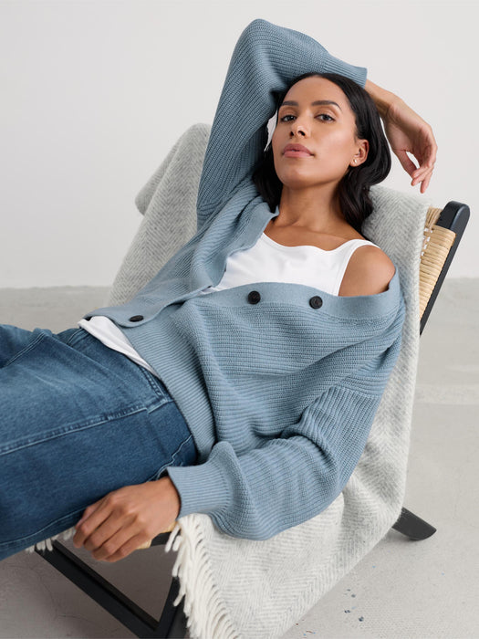 Seasalt Women's Winding Creek Organic Cotton Knit Cardigan In Blue Fog