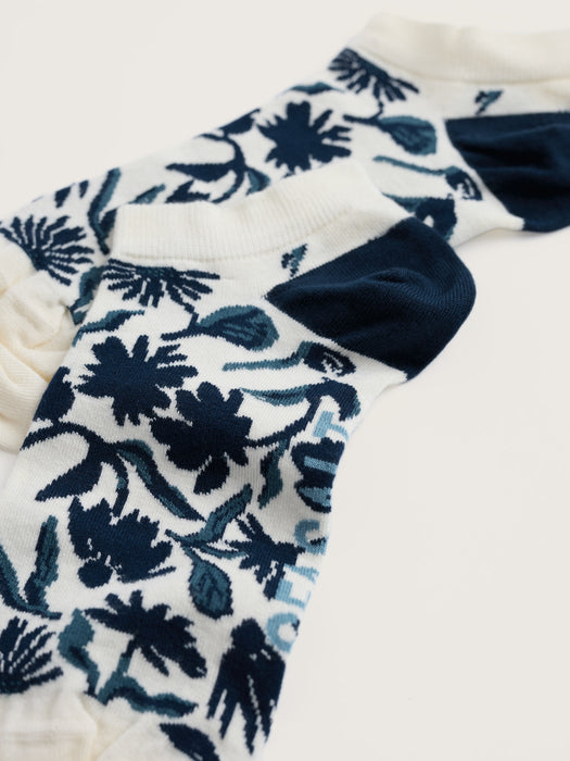 Seasalt Women's Arty Organic Cotton Socks In Inked Flowers Ocean Drift