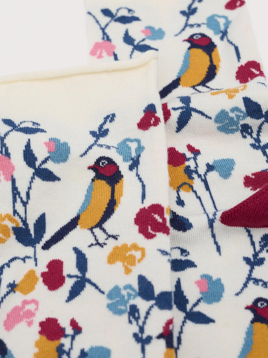 Seasalt Women's Bamboo Arty Socks In Sweet Pea Bird Chalk