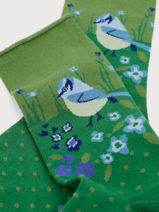 Seasalt Women's Bamboo Arty Socks In Woodland Bird Clover Leaf