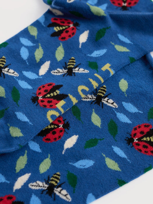 Seasalt Women's Arty Organic Cotton Socks In Leaf Lines Dark Voyage