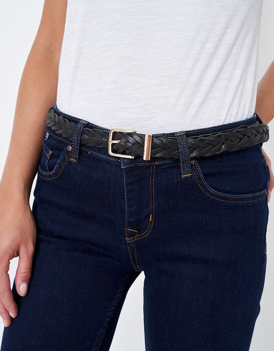 Crew Womens Plaited Leather Belt Navy