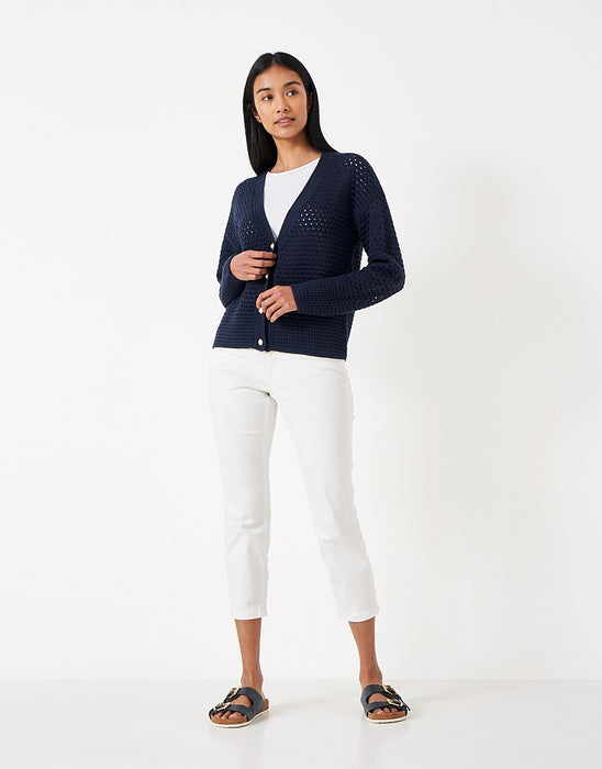 Crew Clothing Womens Pointelle Cardigan Navy