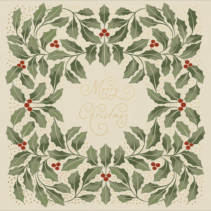Woodmansterne 'Holly Leaves and Berries' Christmas Card
