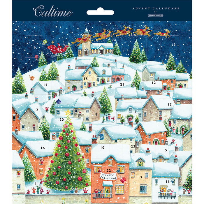 Woodmansterne Christmas Eve Village Scene Card Advent Calendar
