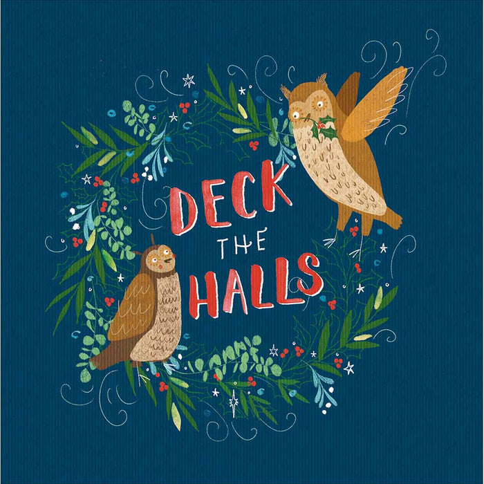 Woodmansterne Hoot Hoot Hooray! Deck the Halls Christmas Card