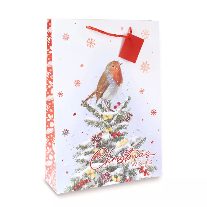 Wraptastic Christmas Wishes Robin Medium Gift Bag