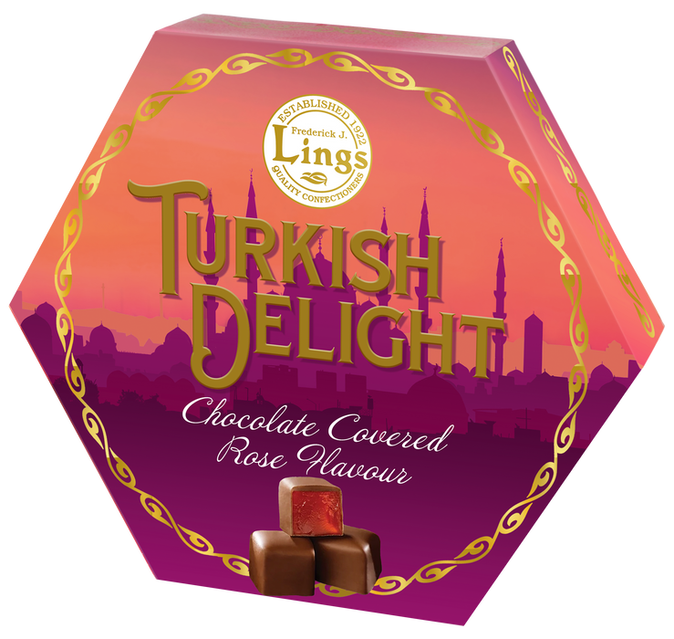 Lings Chocolate Covered Rose Flavour Turkish Delight Gift Box