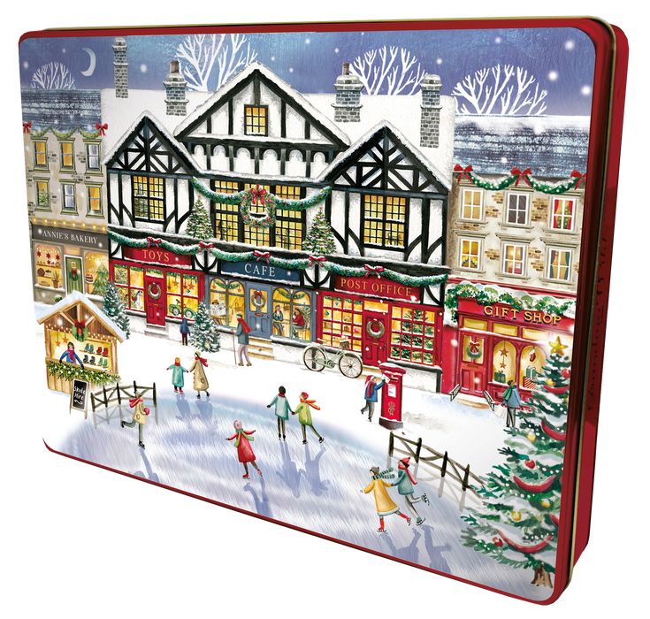 Grandma Wild's Embossed High Street Christmas Biscuit Tin